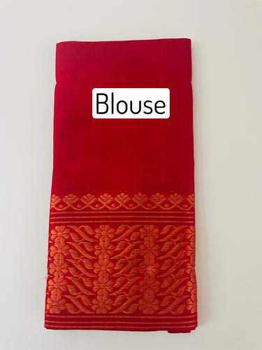 Assam Pat Mulberry Silk Saree | Red | Gold Zari | Handwoven | Silk Mark Certified | Ships from California